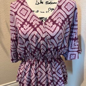 Grace & Lace Peplum Kimono Top in Vibrant Orchid Size S